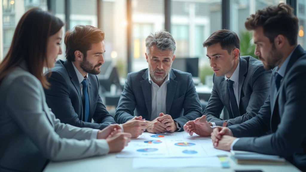 Команда специалистов по ИИ проводит анализ данных и планирование стратегии трансформации