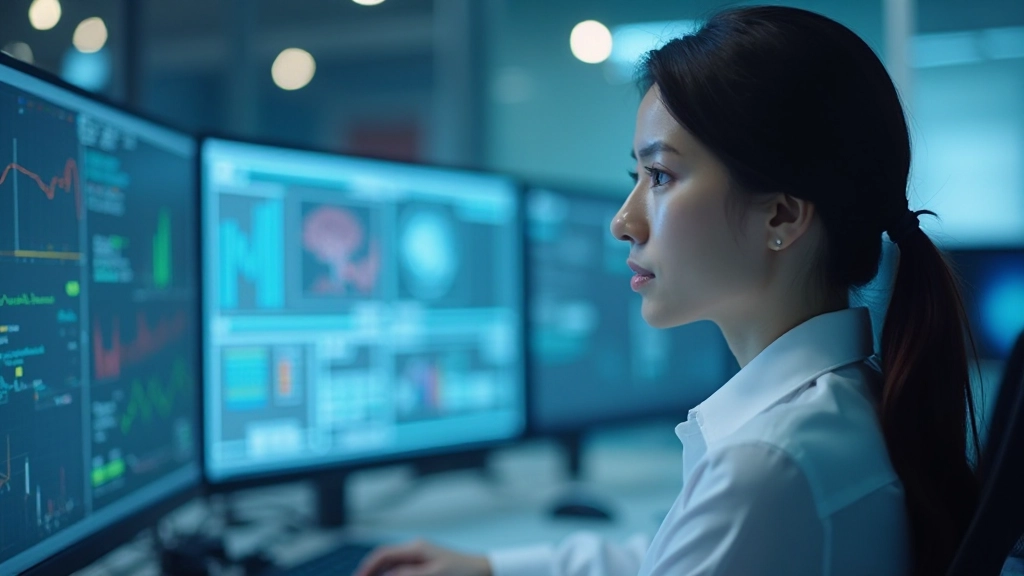 Женщина аналитик работает с графиками машинного обучения